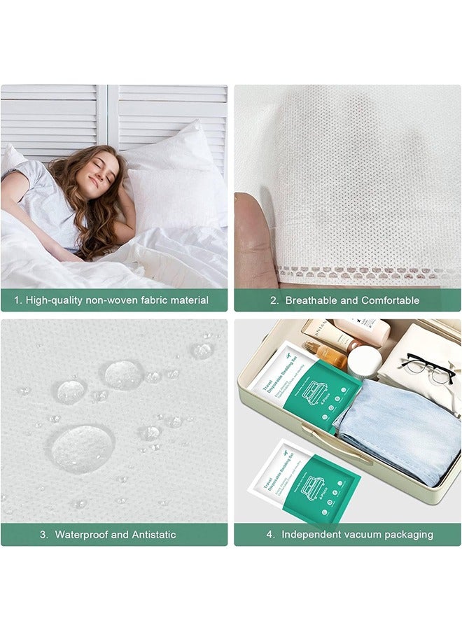 1 Pack (4 PCS) Disposable Bed Sheets for Travel Set with Quilt Cover & Pillowcases - Compatible with Most Hotel Beds - Travel Accessories Travel Essentials for Hotel, Cruise & More - Image 2