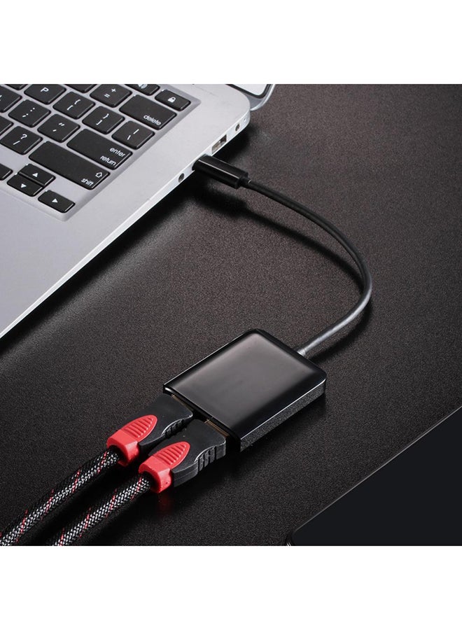 USB-C 3.1 Type C Male To Dual HDMI Female 4K Converter Adapter For Macbook Black - Image 2