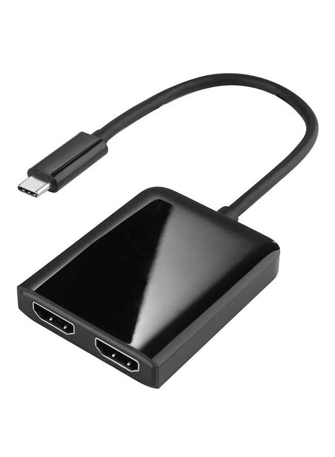 USB-C 3.1 Type C Male To Dual HDMI Female 4K Converter Adapter For Macbook Black - Image 1