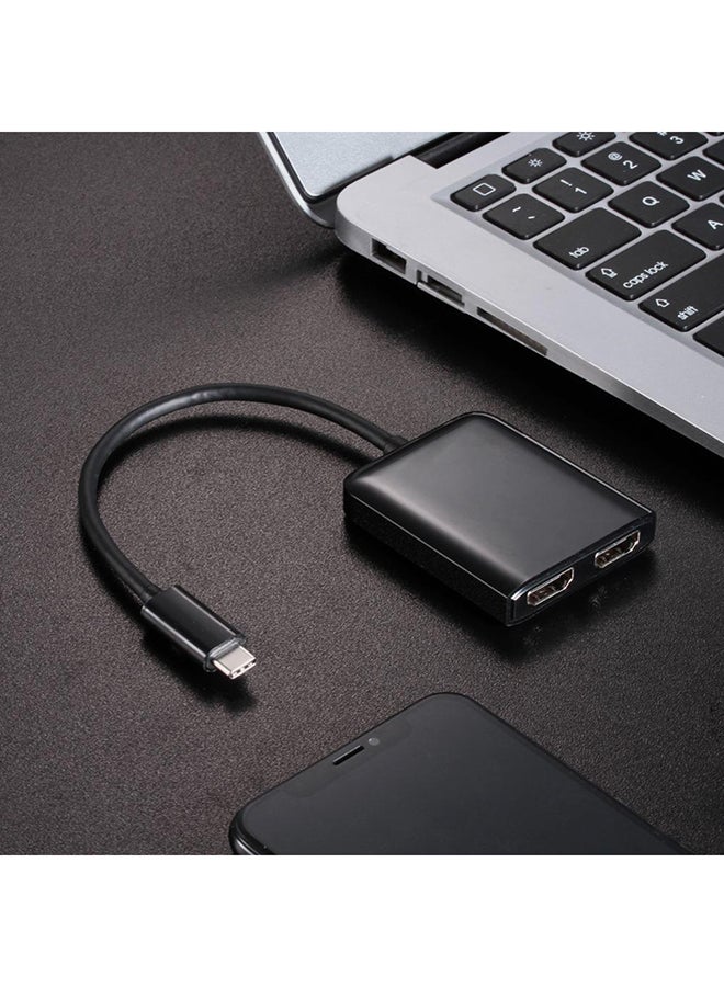 USB-C 3.1 Type C Male To Dual HDMI Female 4K Converter Adapter For Macbook Black - Image 3