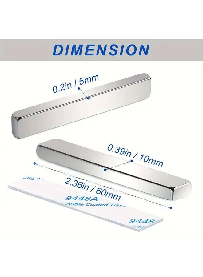 6Pcs F60X10X5mm Neodymium Bar Magnets Powerful Rare Earth Magnets with Double Sided Adhesive - Image 4