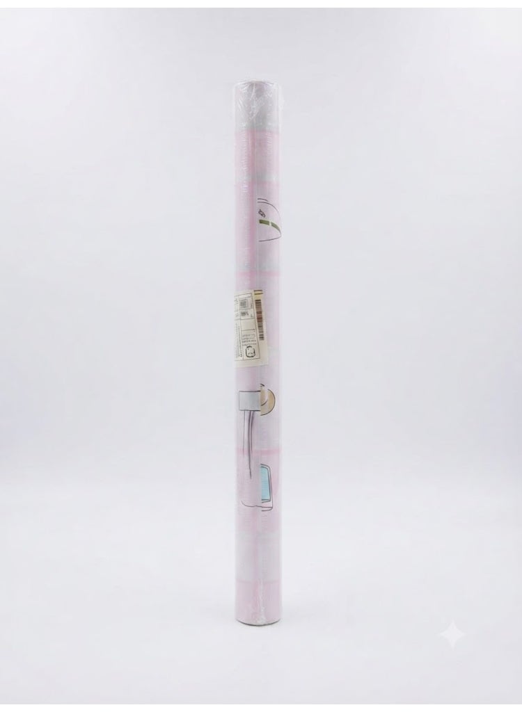 Kitchen Utensils Pattern Wallpaper Roll – Pink – Wall Decor – Model A-ROLL-51 - Image 1