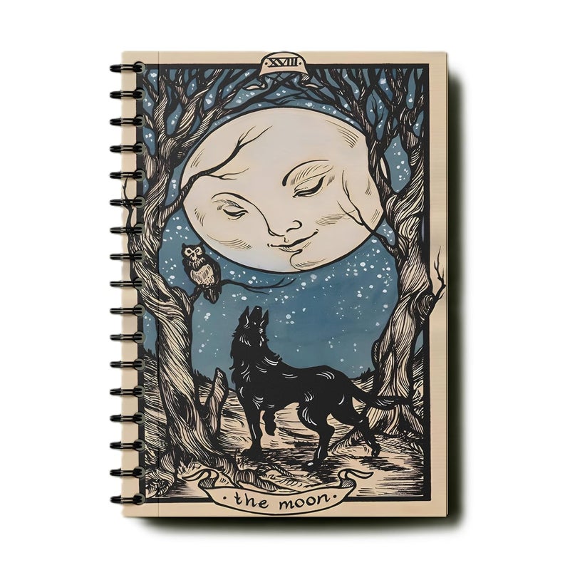 zenithink Night Moon Wiro Journal Notebook | 80 gsm Paper With 350GSM Hard Cover | Unruled | Pages - 160 | A5 Size | Wiro Binding | Versatile for School, Home & Office - Image 1