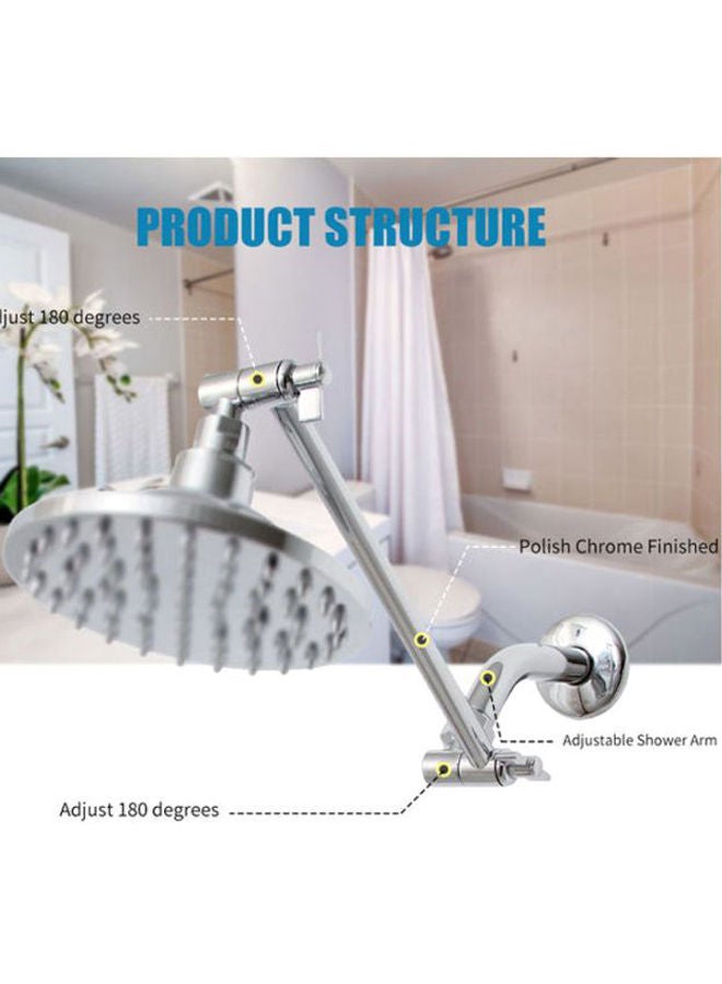 NIBEMINENT Shower Arm Extension with Lock Joint Silver 27 x 3 7cm - Image 3