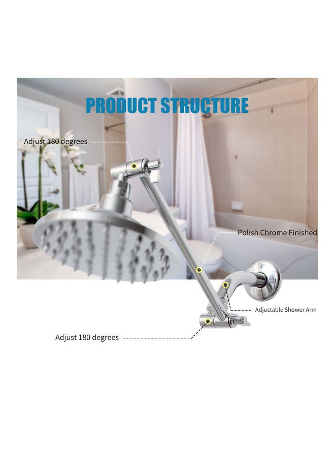 NIBEMINENT Shower Arm Extension with Lock Joint Silver 27 x 3 7cm - Image 4