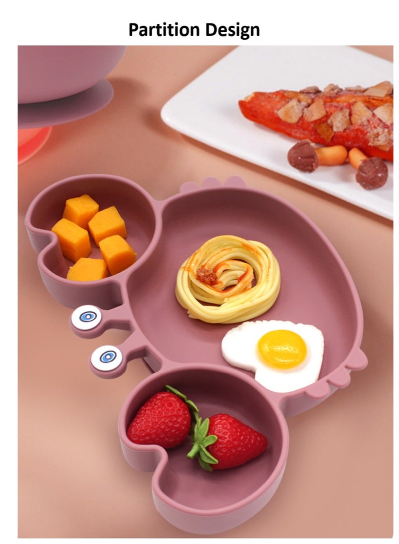 Premium Rose 9 Piece Weaning Feeding Supplies for Toddlers! Bib+Plate+Suction Silicone Baby Bowls! Self Eating Utensils Set with Spoons, Bibs, Plate, Toddlers Spoon Set! Set of 9! - Image 2