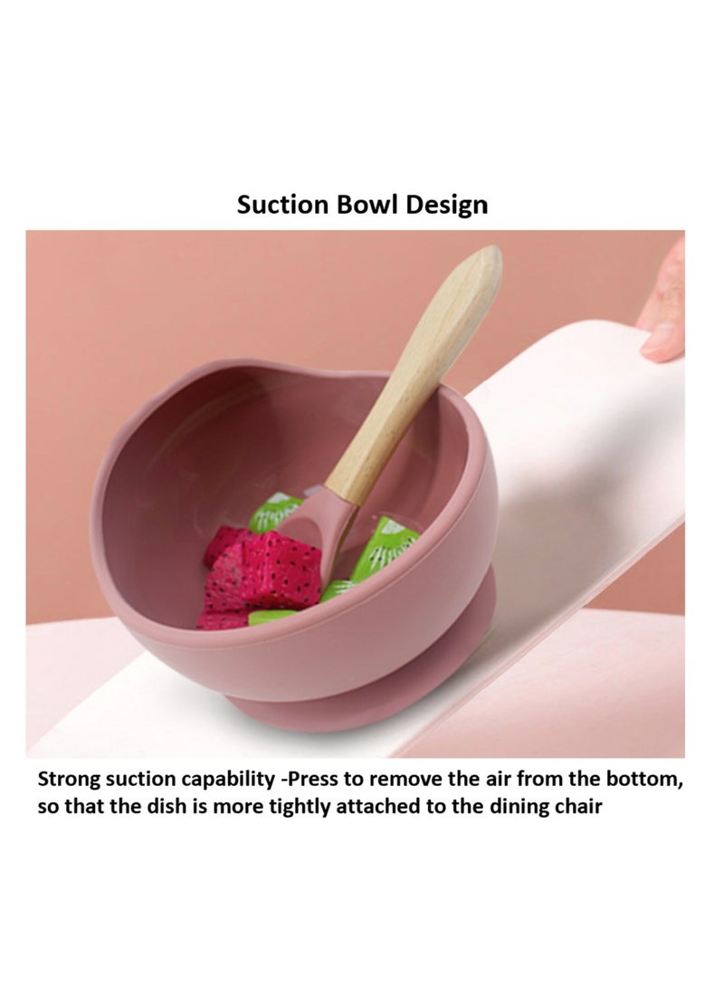 Premium Rose 9 Piece Weaning Feeding Supplies for Toddlers! Bib+Plate+Suction Silicone Baby Bowls! Self Eating Utensils Set with Spoons, Bibs, Plate, Toddlers Spoon Set! Set of 9! - Image 4
