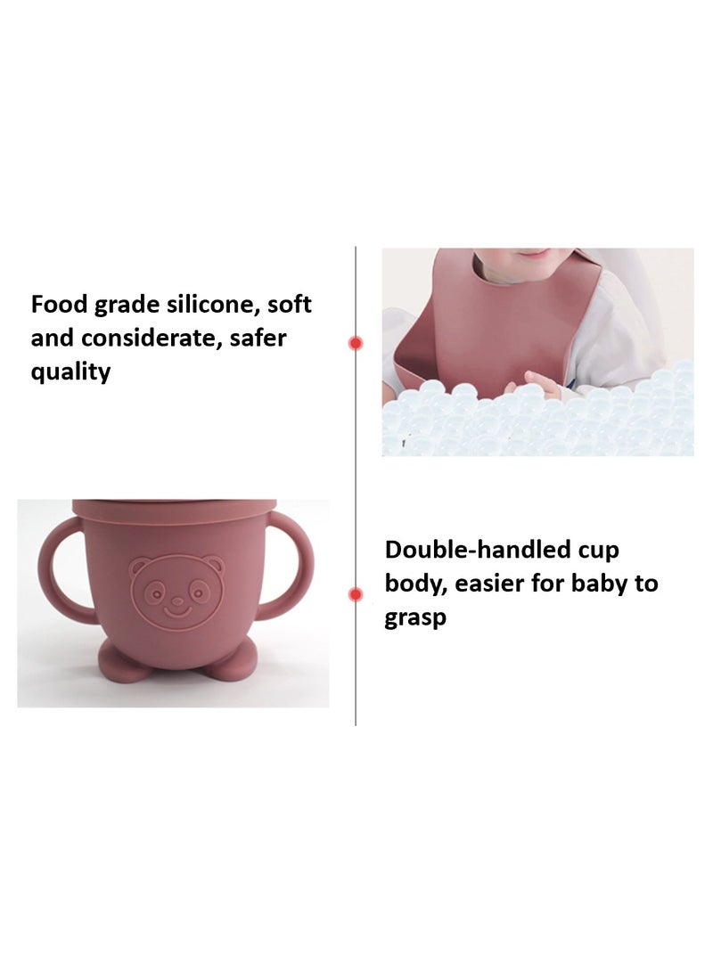 Premium Rose 9 Piece Weaning Feeding Supplies for Toddlers! Bib+Plate+Suction Silicone Baby Bowls! Self Eating Utensils Set with Spoons, Bibs, Plate, Toddlers Spoon Set! Set of 9! - Image 5