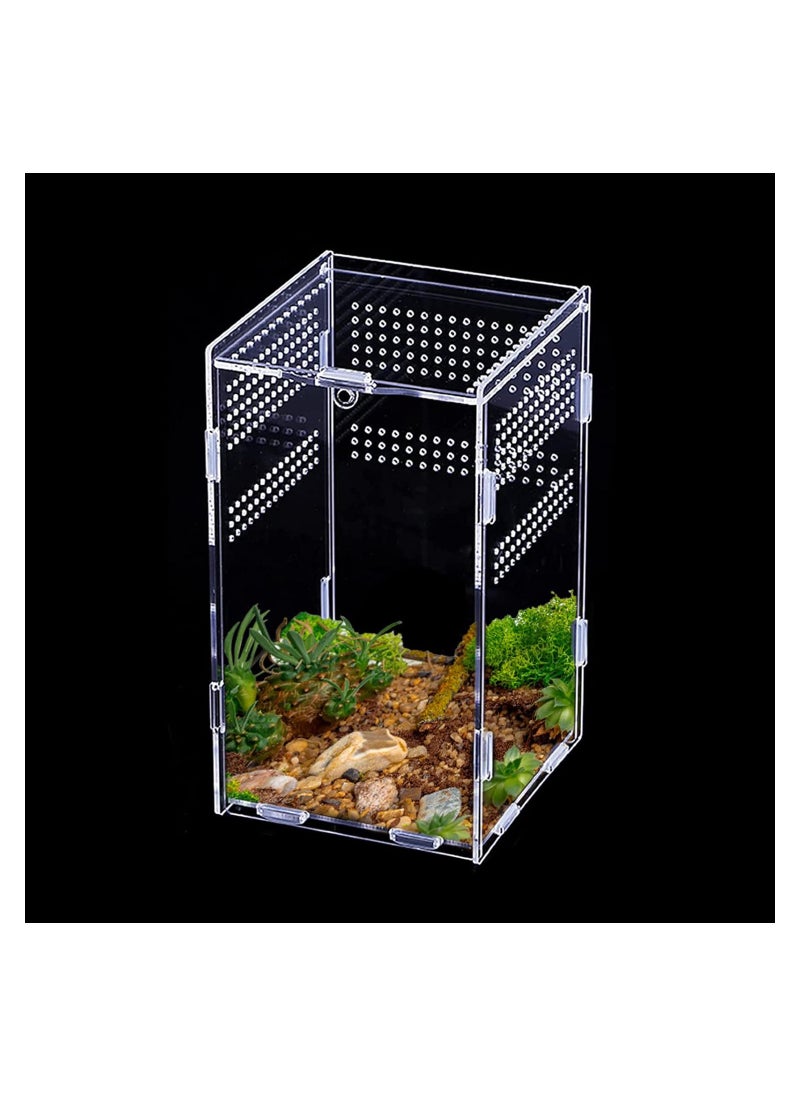 Excefore - Reptile Feeding Box Terrarium Breeding Box Transparent Insect Habitat Terrarium Case for Spiderlings, Insect, Snail, Gecko, Bearded Dragon, Praying Mantis And Other Reptiles (12x12x20cm) - Image 1