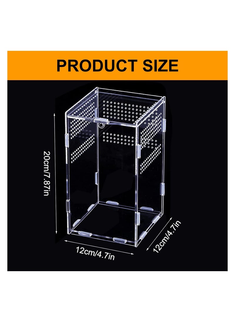 Excefore - Reptile Feeding Box Terrarium Breeding Box Transparent Insect Habitat Terrarium Case for Spiderlings, Insect, Snail, Gecko, Bearded Dragon, Praying Mantis And Other Reptiles (12x12x20cm) - Image 1