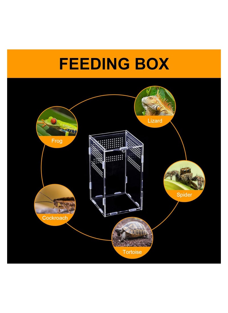 Excefore - Reptile Feeding Box Terrarium Breeding Box Transparent Insect Habitat Terrarium Case for Spiderlings, Insect, Snail, Gecko, Bearded Dragon, Praying Mantis And Other Reptiles (12x12x20cm) - Image 1