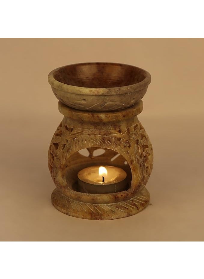 PSE EXPORT PSE EXPORT Pooja Creation Handcrafted Stone Aroma Lamp Oil Burner Diffuser Air Freshner in 3 inch  - Image 3