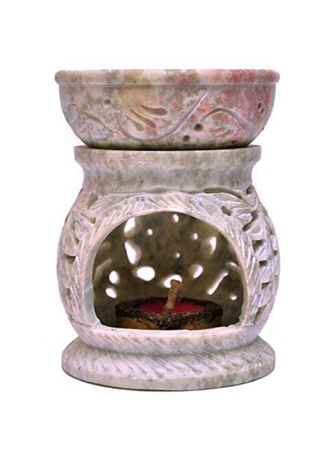 PSE EXPORT PSE EXPORT Pooja Creation Handcrafted Stone Aroma Lamp Oil Burner Diffuser Air Freshner in 3 inch  - Image 2