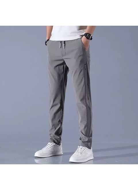 Spring Autumn Casual Plus-Size Mens Breathable Work Pants Dark gray