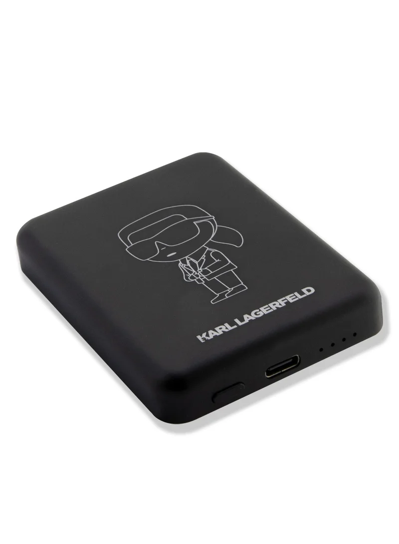 كارل لاغرفيلد بنك طاقة MagSafe بسعة 3000 مللي أمبير في الساعة مع IKonik Outline Net NFT / Type-C & Wireless output / صغير الحجم / محمول - أسود