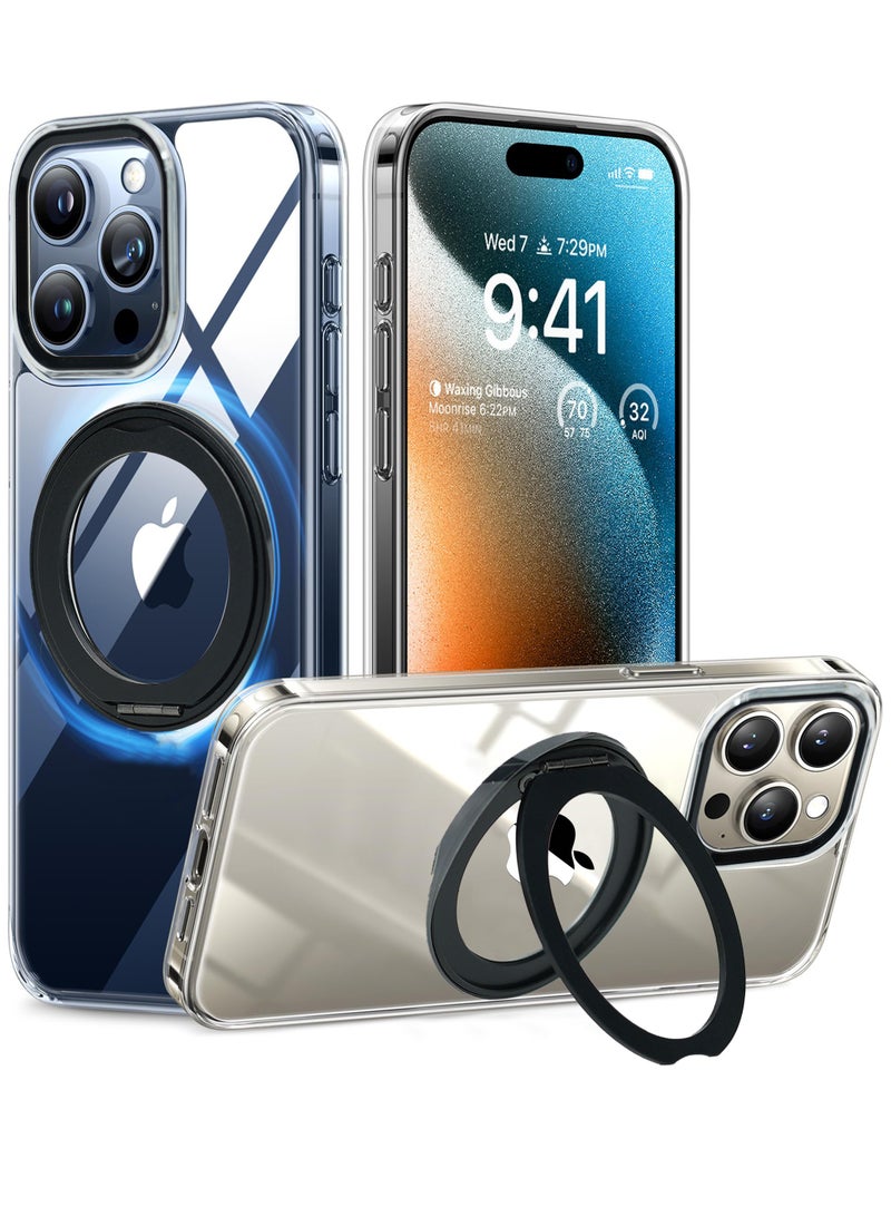 أزتك غطاء هاتف مغناطيسي لجهاز iPhone 15 Pro، غطاء مضاد للانزلاق ومقاوم للسقوط مع واقي بحلقة 360° متوافق ومخصص لـ MagSafe، مصمم خصيصًا لجهاز iPhone 15 Pro ومقاوم للخدوش - Image 1