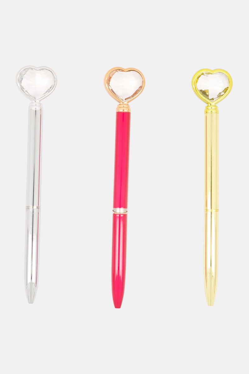 VOTUM 3 Pieces Heart Confetti Pens, Pink  - Image 1