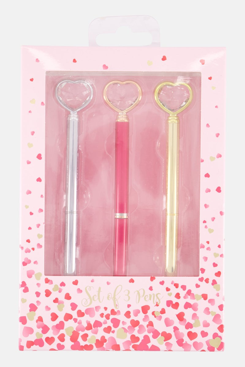 VOTUM 3 Pieces Heart Confetti Pens, Pink  - Image 3
