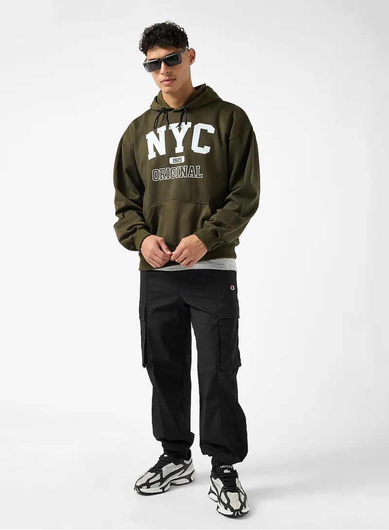 سفنتي فايف Graphic Print Oversized Hoodie