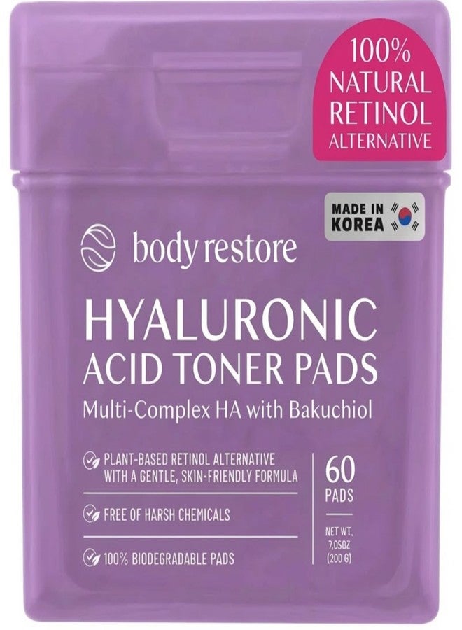 Body Restore Bakuchiol Toner Pads 60 Count – Gentle Retinol Alternative for Dark Spots & Wrinkles, Korean Skin Care Exfoliating Pads with Niacinamide, Hyaluronic Acid & Bakuchiol Serum, Anti-Aging - Image 1