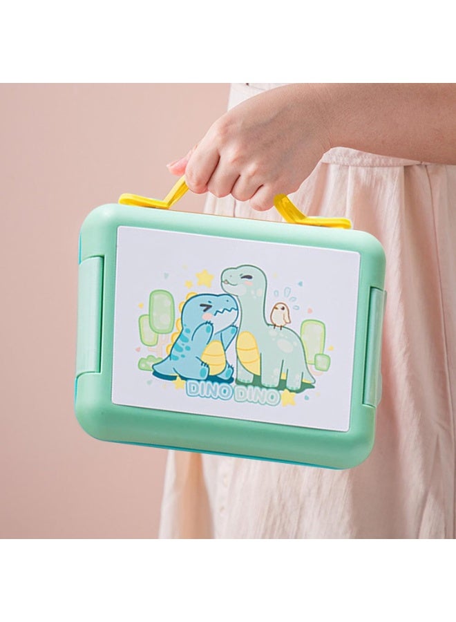 Mobcos Dino Dino Green Plastic Multi-Compartment Portable Kids Lunch Box with Secure Locking Lid for Fresh and Organized Meals - Image 3