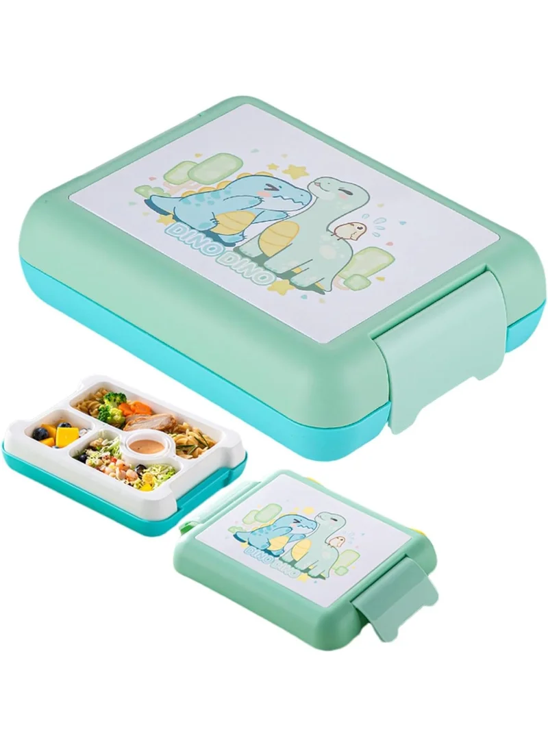 Mobcos Mobcos Dino Dino Green Lunch Box Mobcos Dino Dino Green Plastic Multi-Compartment Portable Kids Lunch Box with Secure Locking Lid for Fresh and Organized Meals  | Best Price UAE