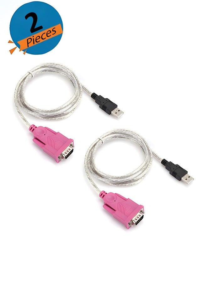 Taimi Pack Of 2 USB To RS232 Male Serial Port Computer Cable 1M - Image 1