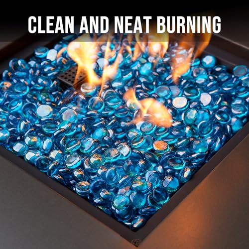 Skyflame 10-Pound Fire Glass Beads for Fire Pit Fireplace, 1/2-Inch Size Caribbean Blue Luster Decorative Blended Fireglass Drops for Landscaping - Image 3