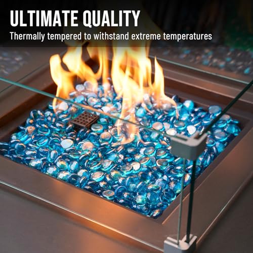 Skyflame 10-Pound Fire Glass Beads for Fire Pit Fireplace, 1/2-Inch Size Caribbean Blue Luster Decorative Blended Fireglass Drops for Landscaping - Image 4