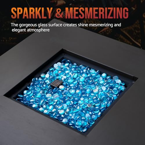 Skyflame 10-Pound Fire Glass Beads for Fire Pit Fireplace, 1/2-Inch Size Caribbean Blue Luster Decorative Blended Fireglass Drops for Landscaping - Image 5