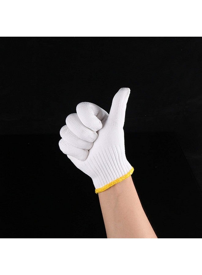 Setaria Viridis Setaria Viridis 6 Pairs White Cotton Polyester String Knit Light Weight Gloves ，Safety Protection Hand Working Gloves ， Men Women BBQ Painter Mechanic Industrial Warehouse Gardening Construction  - Image 4