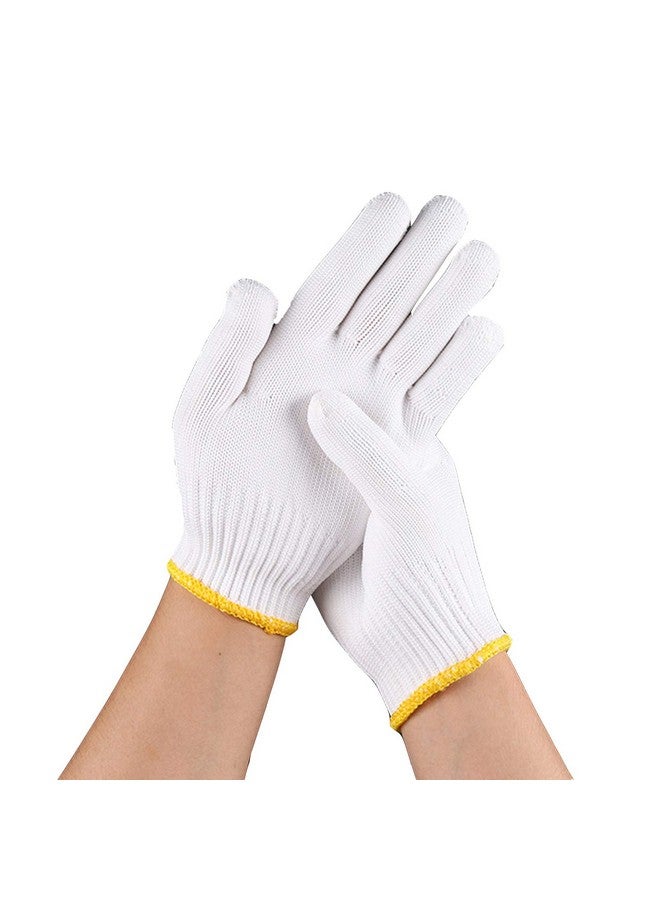 Setaria Viridis Setaria Viridis 6 Pairs White Cotton Polyester String Knit Light Weight Gloves ，Safety Protection Hand Working Gloves ， Men Women BBQ Painter Mechanic Industrial Warehouse Gardening Construction  - Image 1