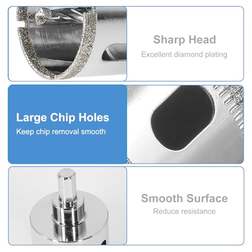 Jamiikury 1-3/4" / 45mm Diamond Hole Saw with Center Drill Bit for Ceramic, Glass, Tile, Porcelain, Marble - Image 2