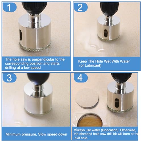 Jamiikury 1-3/4" / 45mm Diamond Hole Saw with Center Drill Bit for Ceramic, Glass, Tile, Porcelain, Marble - Image 5