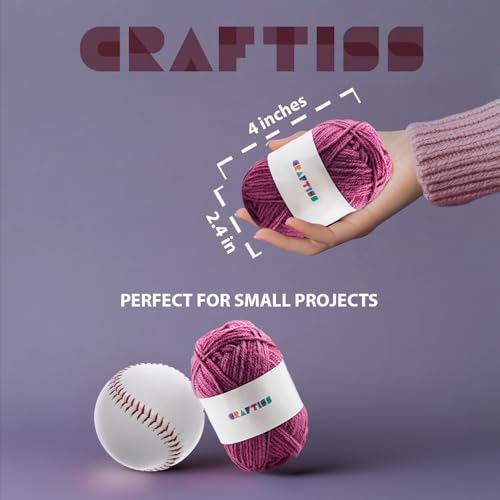 CRAFTISS 16 of 20g/0.7Oz Acrylic Yarn Mini Skeins - 700 Yards of Soft Yarn for Crocheting and Knitting Craft Project, Assorted Starter Crochet Bulk Kit for Adults and Kids - Image 2