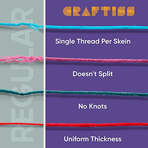CRAFTISS 16 of 20g/0.7Oz Acrylic Yarn Mini Skeins - 700 Yards of Soft Yarn for Crocheting and Knitting Craft Project, Assorted Starter Crochet Bulk Kit for Adults and Kids - Image 3