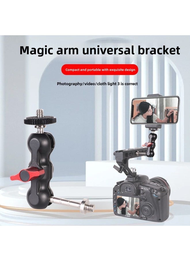 Double Ball Head Universal Bracket SLR Camera Monitor Magic Handle Strange Hand Hot Boot Bracket Pea Clip Strange Hand-Color:Double Arm Extended Pea Bracket - Image 3
