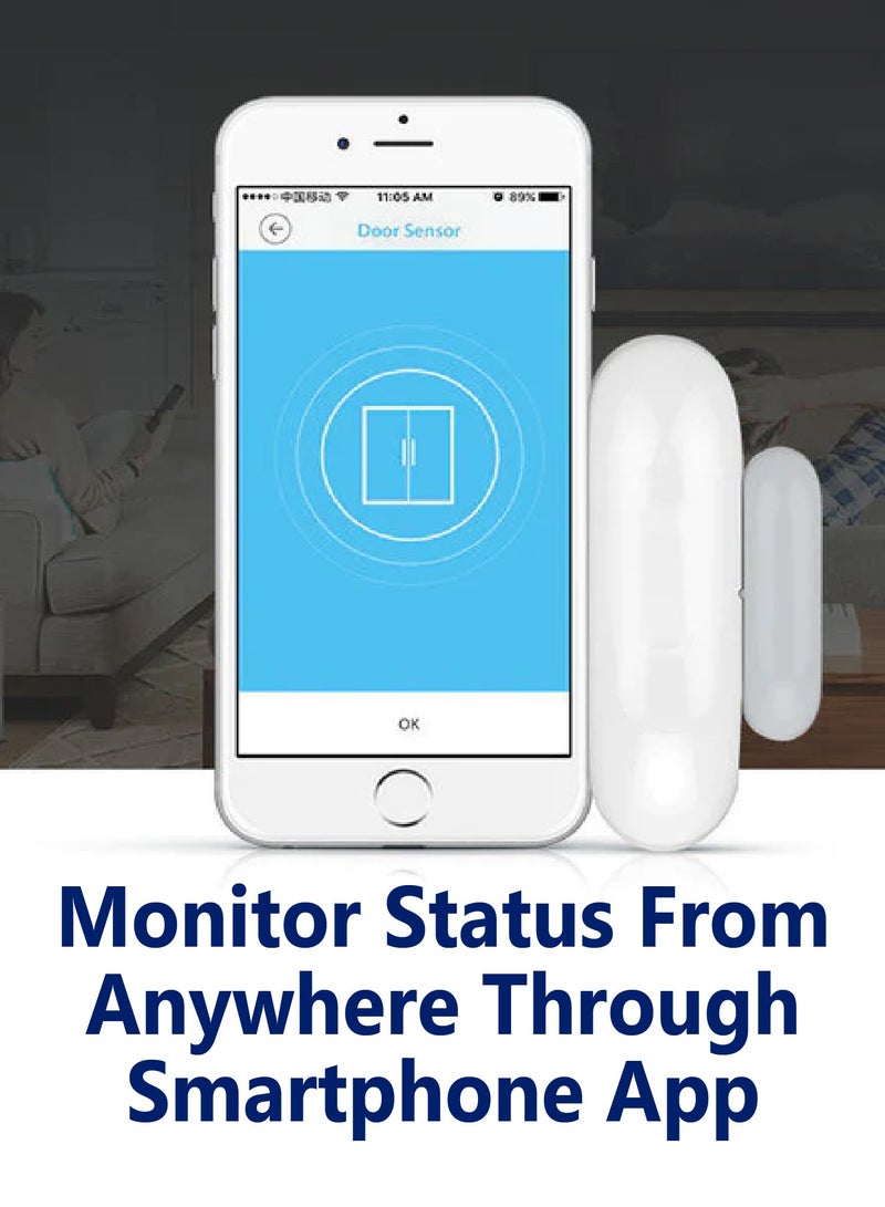 WiFi Wireless Door Window Sensor, APP Control With Free Notification, Compatible with Alexa, Google Home, No Hub Required. - Image 2