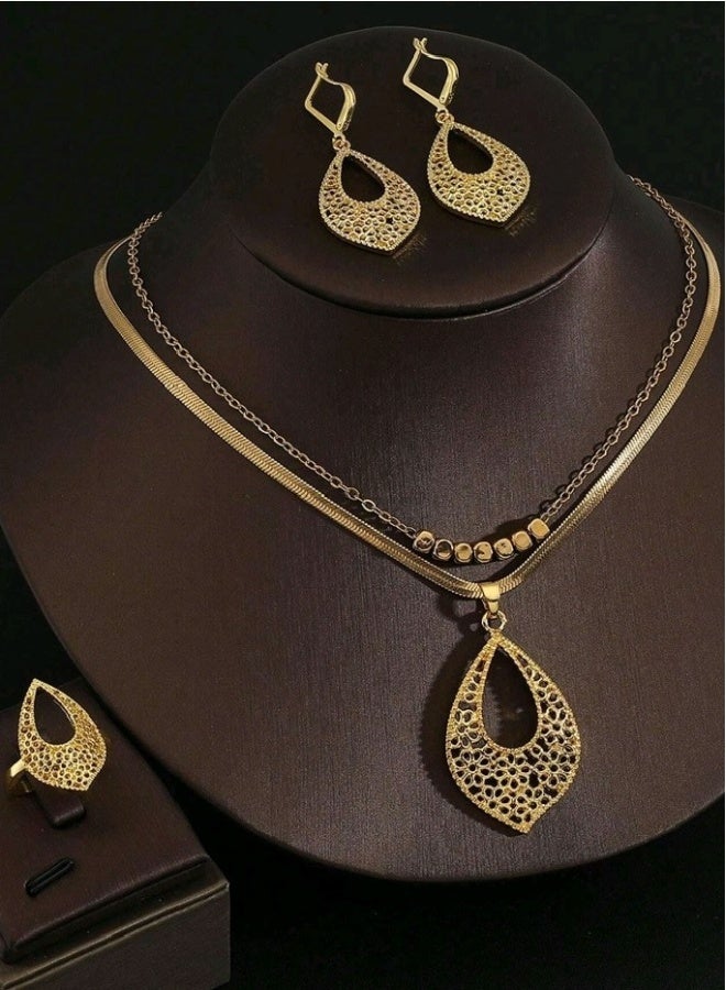 Trendy Stainless Steel Gold Plated Jewellery Set For Women - Image 1