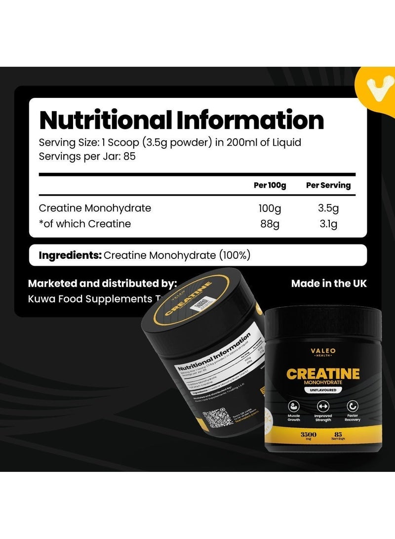 VALEO Creatine Monohydrate Creapure 300g, 3.5g per serving - Image 5