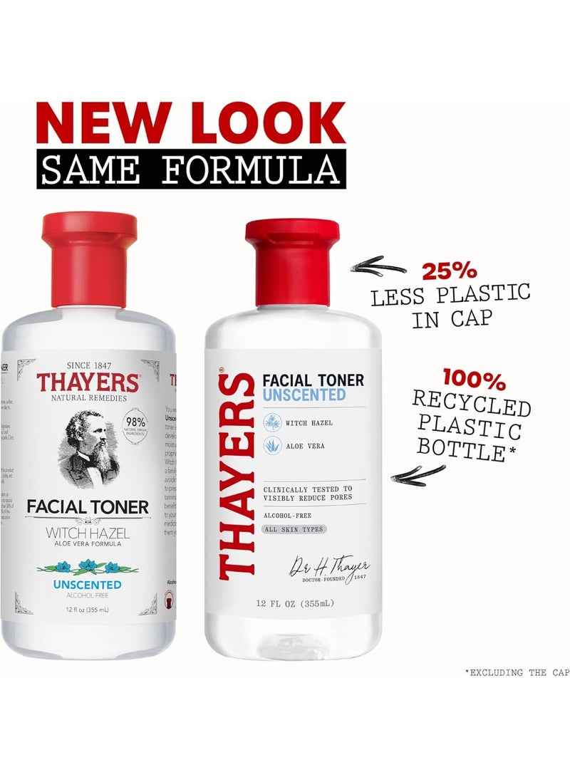 Thayers Alcohol-Free Unscented Face Toner – Gentle, Hydrating & pH Balancing Toner with Organic Witch Hazel & Aloe Vera, Soothes Skin, Reduces Pores, Cruelty-Free, 12 fl oz - Image 2