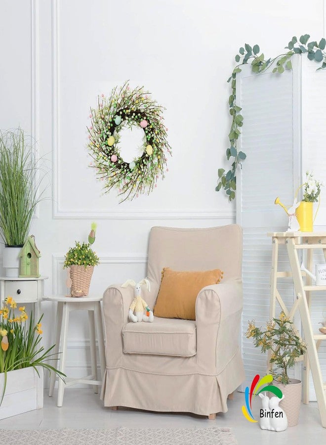 BINFEN 20" Easter Wreath - Pink, Green Yellow Berry & Egg Wreaths for Front Door, Spring Easter Wreath Door Decor Outdoor Indoor - Image 3