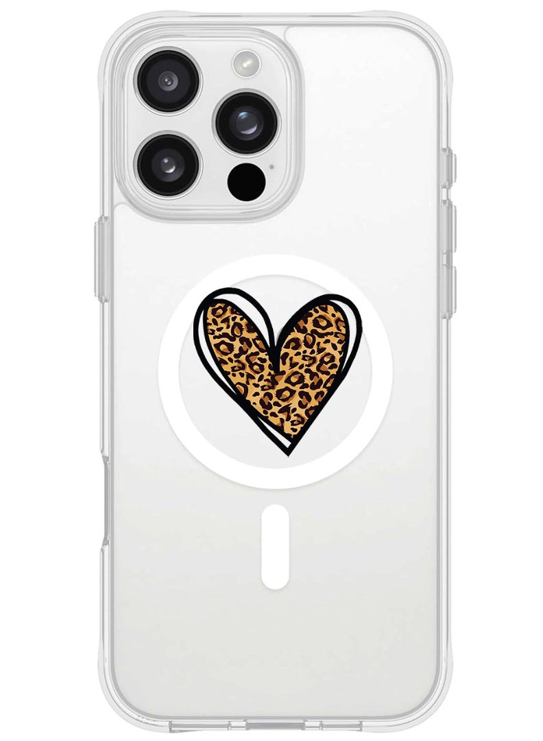 Theodor iPhone 16 Pro Max Magsafe Magnetic Case for iPhone Compatible with Wireless Charging, Shockproof Phone Bumper Cover - leopard Print - Image 1