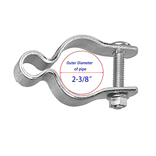 Wulankd 2 Pack 2-3/8inch Chain Link Fence Frame Gate Post Hinge/Galvanized Steel Zinc Plated Pipe Gate Hinge for 2-3/8 Outside Diameter Post/Pipe, Nut/Bolt Included for Hinge - Image 4