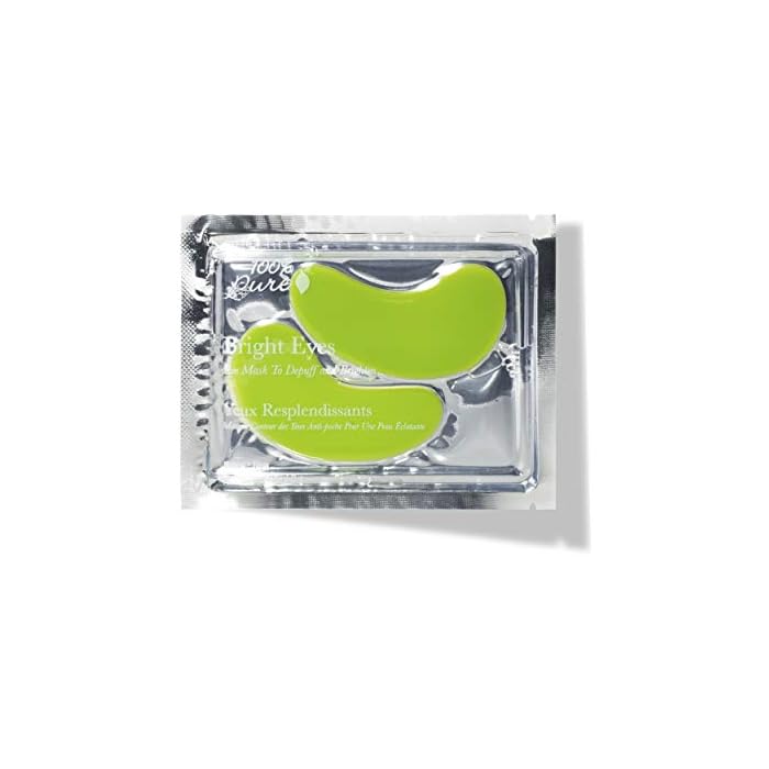 100% PURE Bright Eyes Masks Under Eye Skincare Wrinkle Smoothing Replenishment Diminish Dark Circles, Puffiness - Hydrating & Moisturizing Patches For Tired Eyes & Morning Bags - Vegan - 1 Pack