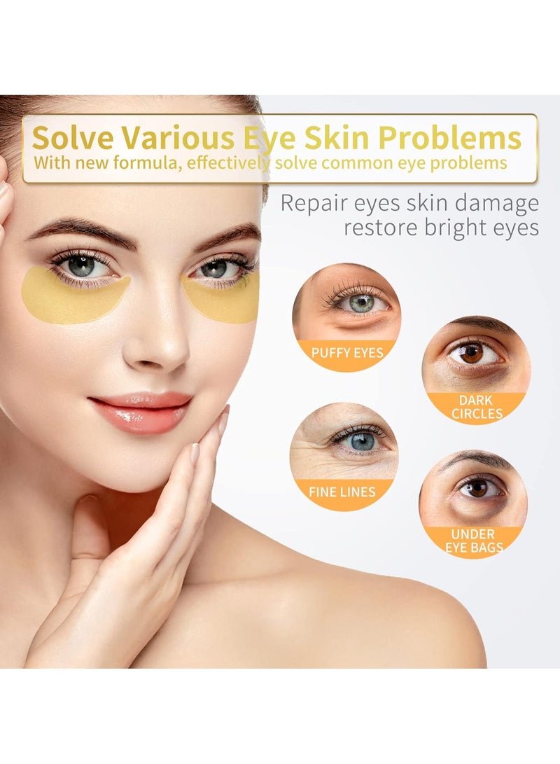 Mask 24K Gold Under Eye Patches - 60 Pack for Puffy Eyes, Dark Circles, Bags & Wrinkles with Collagen & Hyaluronic Acid - Image 2