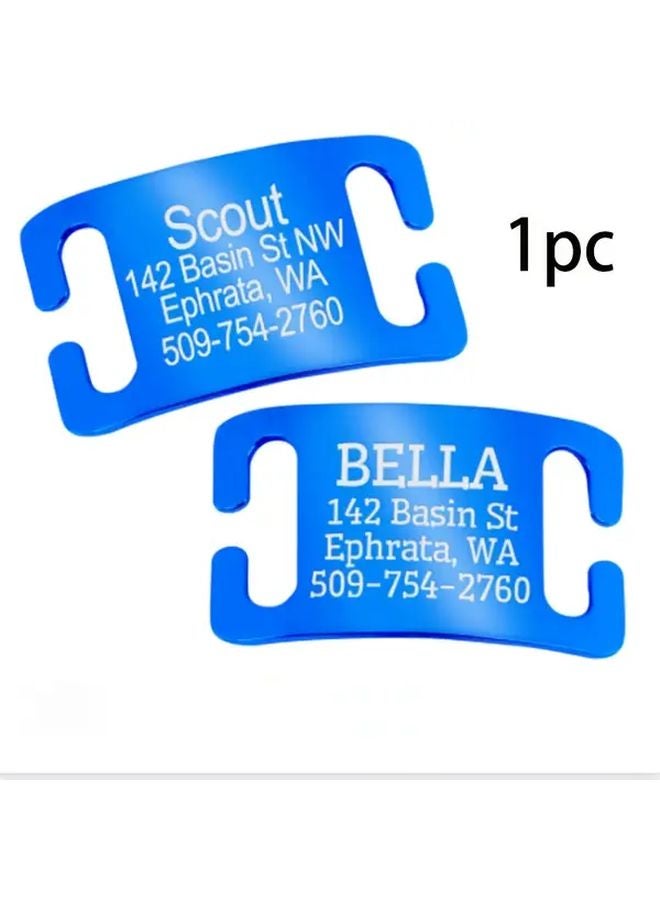 علامة هوية حيوان أليف زرقاء مخصصة تنزلق بصمت لوحة اسم مخصصة هدية لكلب أو قطة 1 قطعة - Image 1