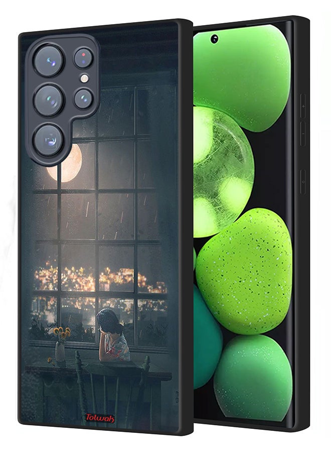 Tolwak Samsung Galaxy S22 Ultra 5G Protective Case Cover Looking At Moon Art - Image 1