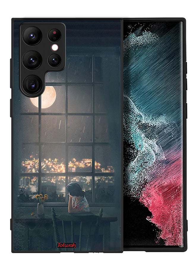Tolwak Samsung Galaxy S22 Ultra 5G Protective Case Cover Looking At Moon Art - Image 2