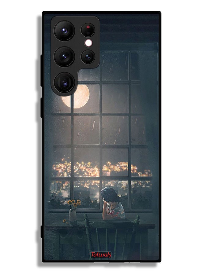 Tolwak Samsung Galaxy S22 Ultra 5G Protective Case Cover Looking At Moon Art - Image 3